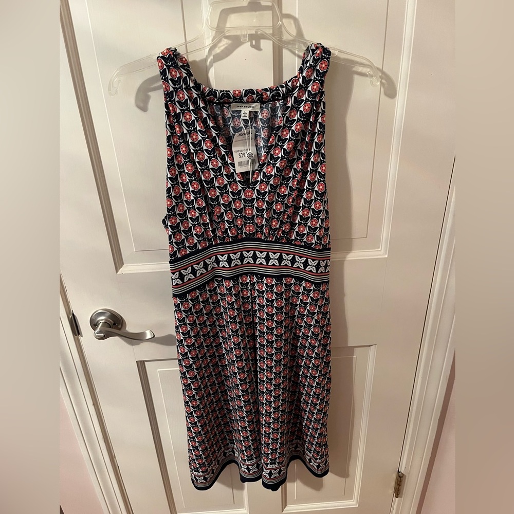 Navy Blue and Pink, Sleeveless dress.